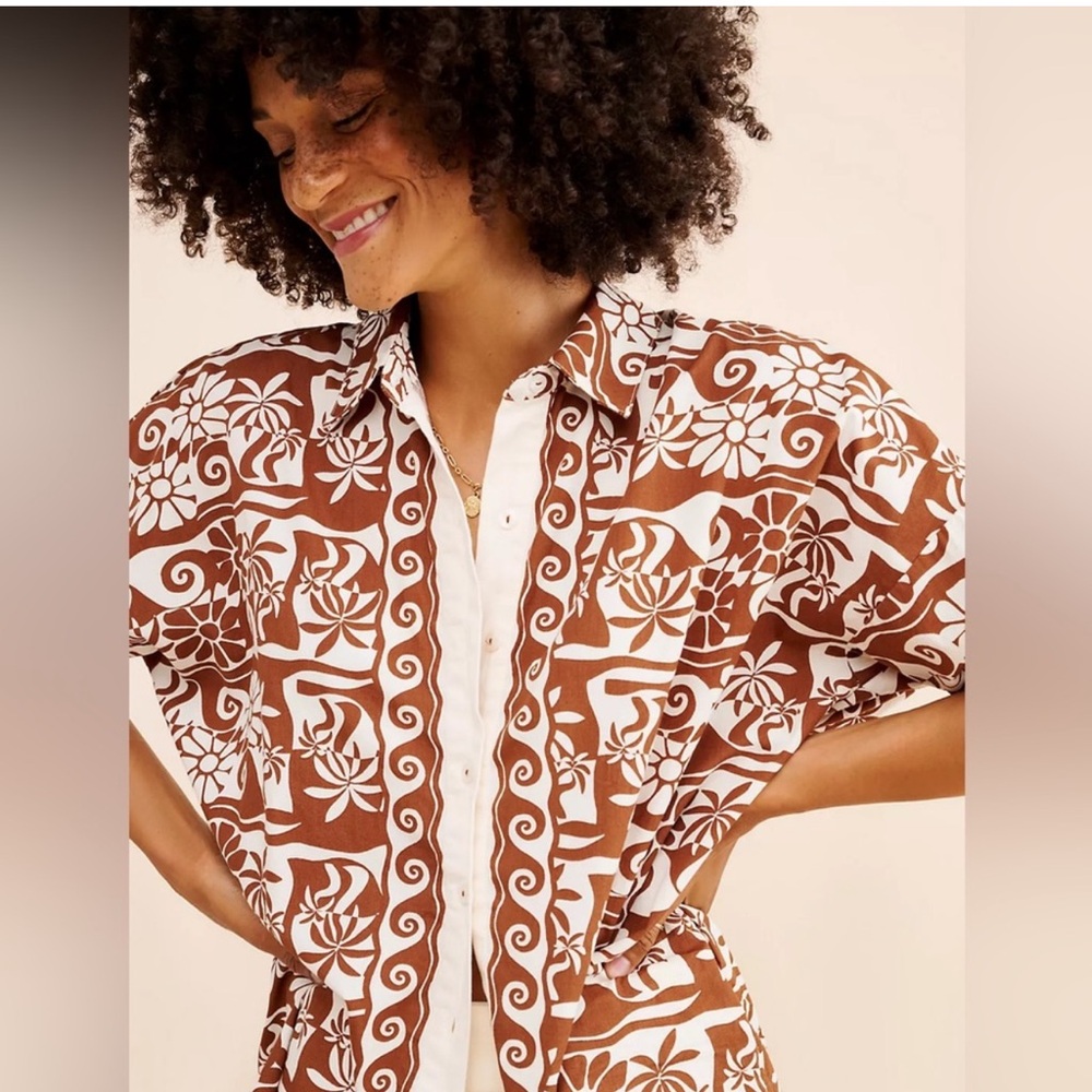 Anthropologie Poplin Long Sleeve Button Down Shirt - Picture 1 of 7